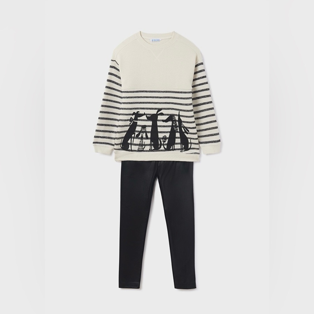Mayoral Striped Cream and Black Kids Set